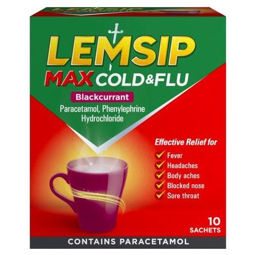 Lemsip Max Cold &amp; Flu Blackcurrant 10pk by Pasteur Pharmacy