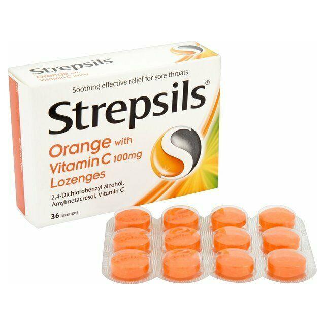 Strepsils Orange with Vitamin C Lozenges, 36 Lozenges by Pasteur Pharmacy