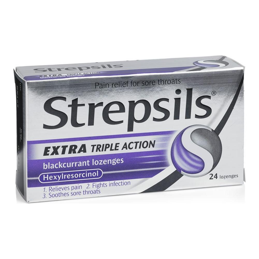 Strepsils Extra Triple Action Blackcurrant 24 Lozenges by Pasteur Pharmacy