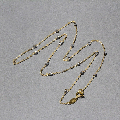 Diamond Cut Bead Links Pendant Chain in 14k Two Tone Gold (3.5mm) by Bids.com