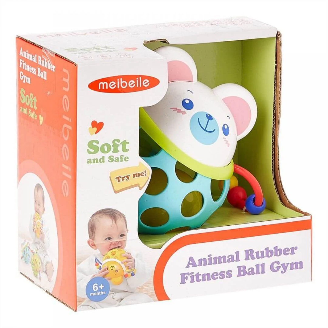 Meibeile Animal Rubber Fitness Ball Rattle Toy Bear (6m+) by Farmacias Savia