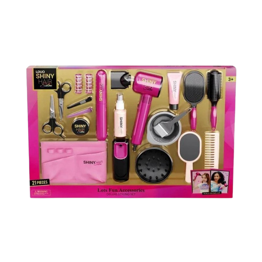 LDUO Shiny Hair Salon Deluxe Styling Set for Kids (21 Pcs) by Farmacias Savia