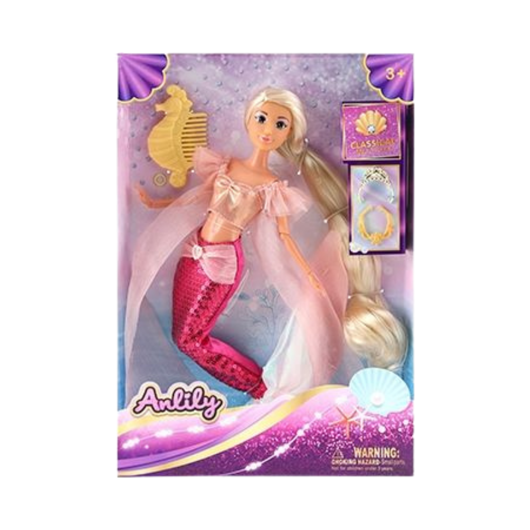 Anlily Classical Mermaid Doll with Pink Sequin Tail (Blonde) by Farmacias Savia