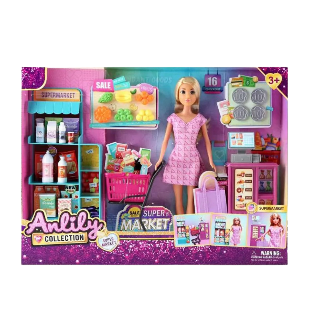 Anlily Supermarket Shopping Playset with Doll &amp; Accessories by Farmacias Savia