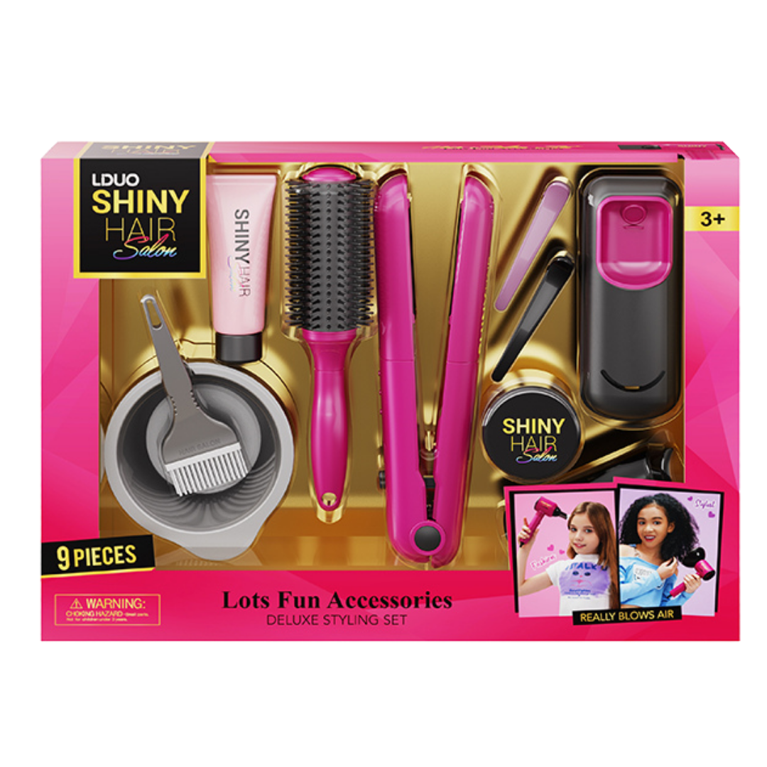 LDUO Shiny Hair Salon Styling Set with Hair Dryer (9 Pcs) by Farmacias Savia