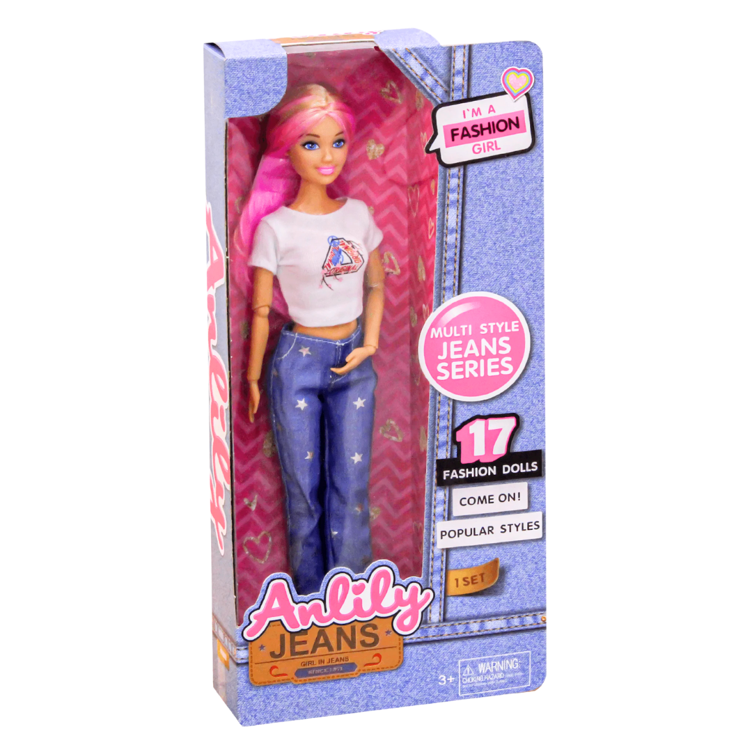 Anlily Fashion Girl Doll Jeans Series - Pink Hair Edition by Farmacias Savia