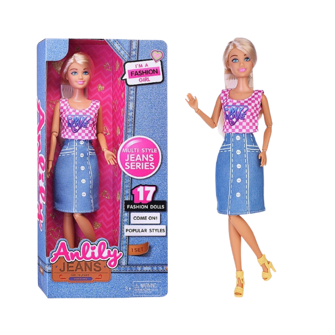 Anlily Fashion Girl Doll Jeans Series - Blonde in Denim Skirt by Farmacias Savia