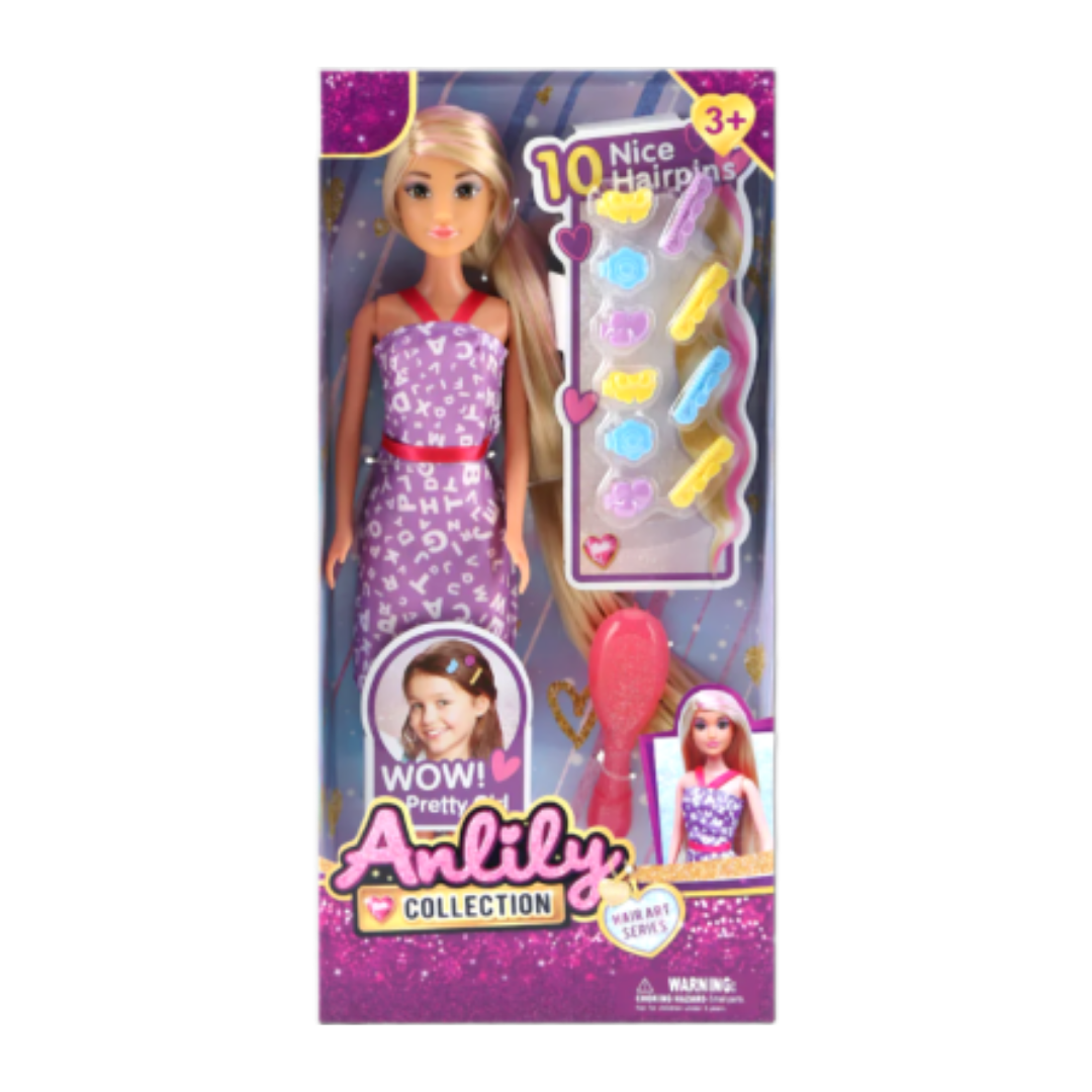 Anlily Hair Art Series Doll with Hair Curler &amp; Clips (Purple/Blonde) by Farmacias Savia