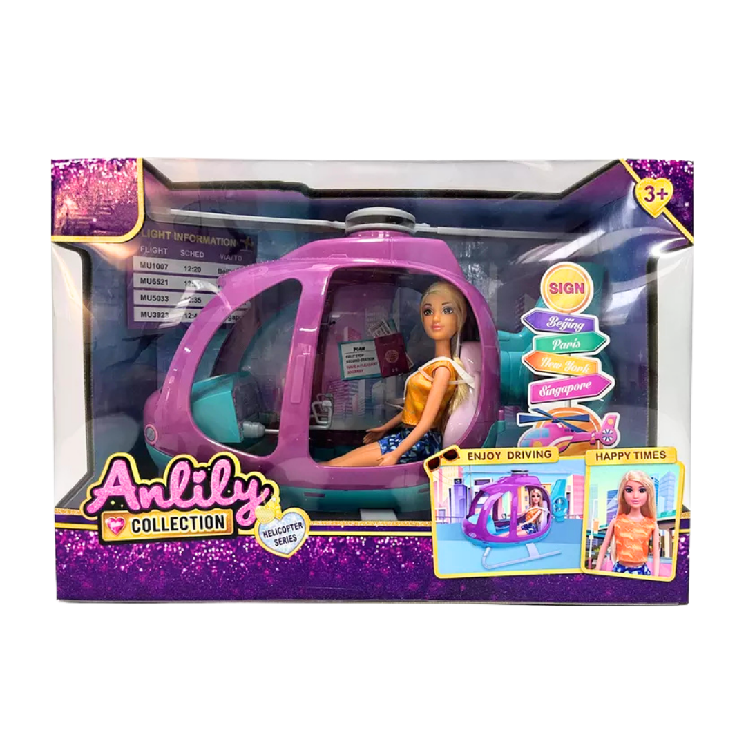 Anlily Helicopter Series Playset with Doll &amp; Travel Accessories by Farmacias Savia