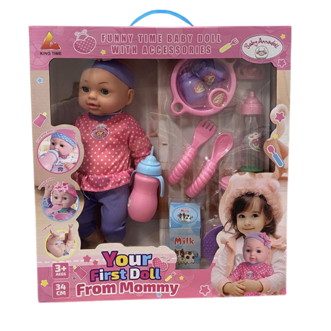 King Time Your First Doll From Mommy Baby Doll with Feeding Set (Bunny Outfit) by Farmacias Savia