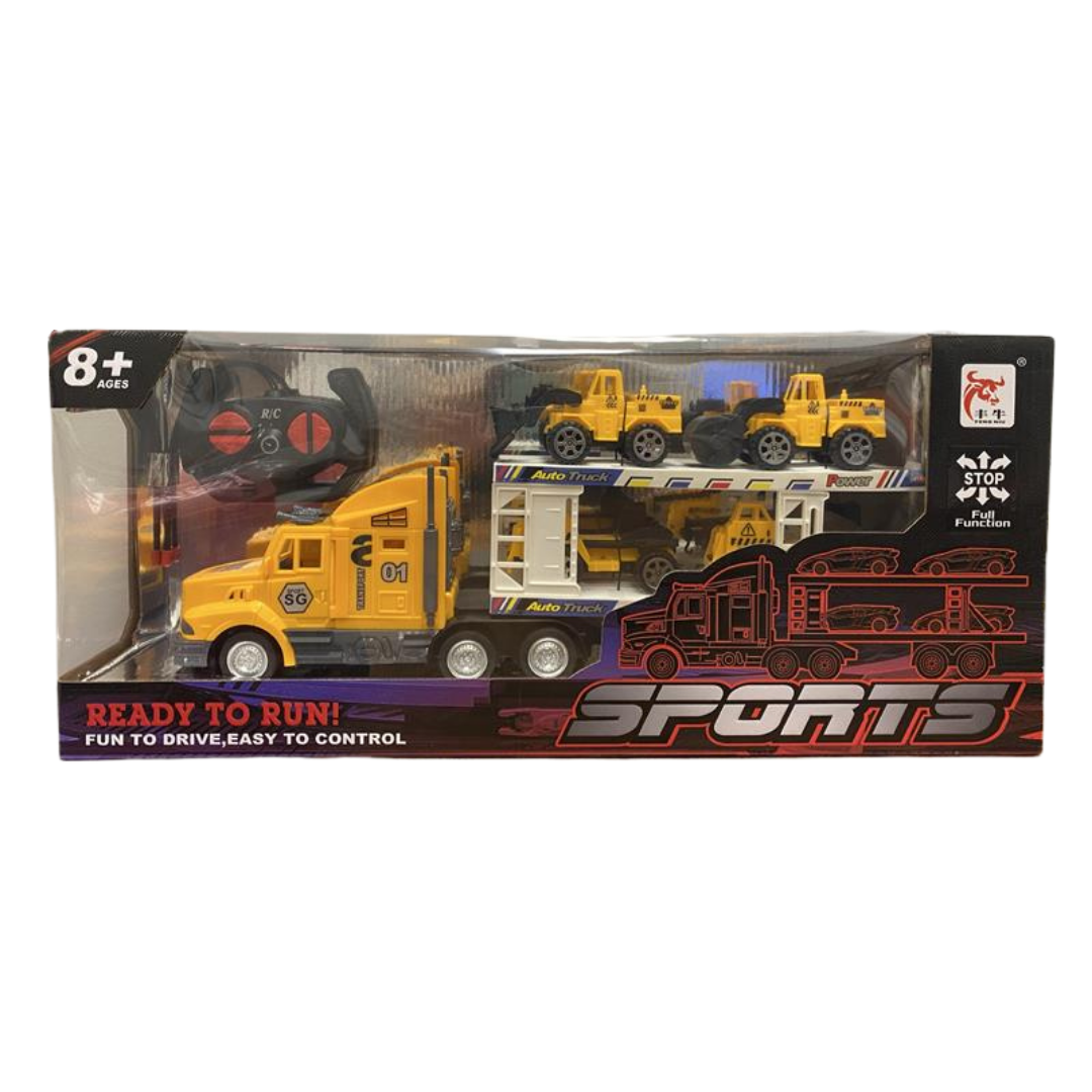 Feng Niu RC Transport Carrier Truck with Construction Vehicles (Yellow) by Farmacias Savia