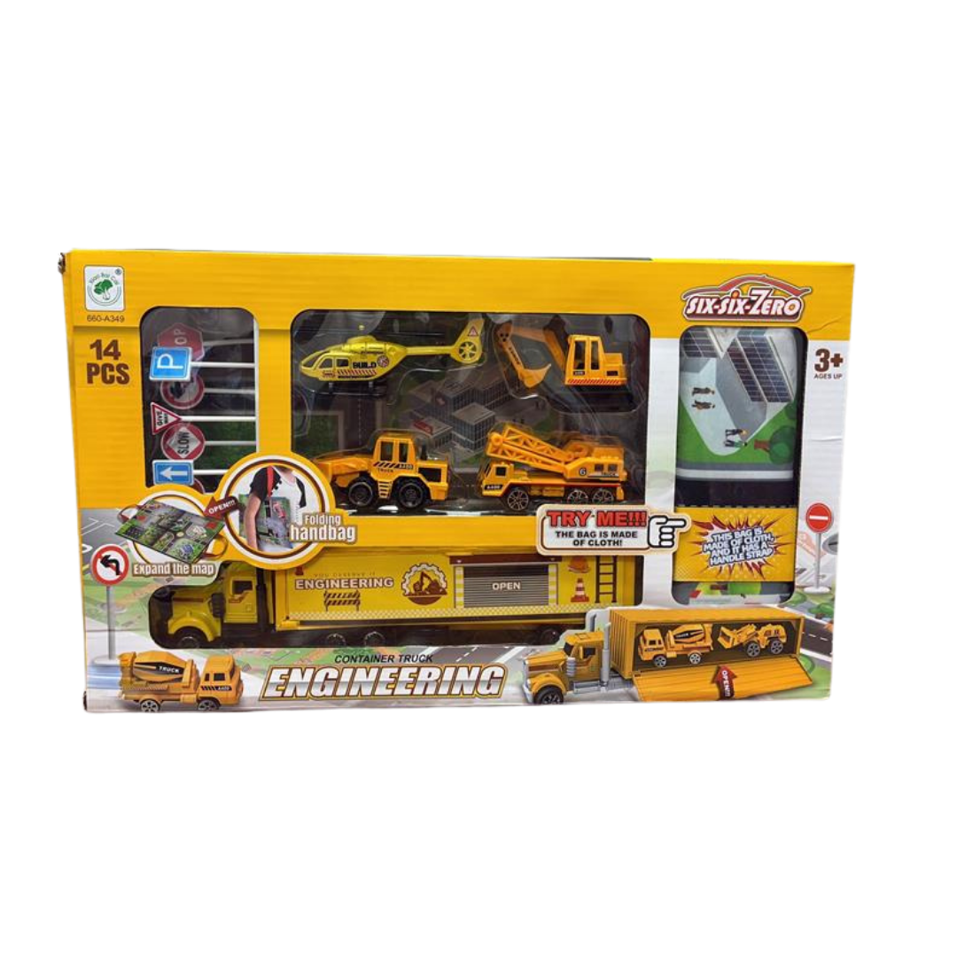 Heavy Duty Construction Transport Truck Playset with Vehicles by Farmacias Savia