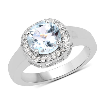 2.37 Carat Genuine Blue Topaz and White Topaz .925 Sterling Silver Ring by Bids.com