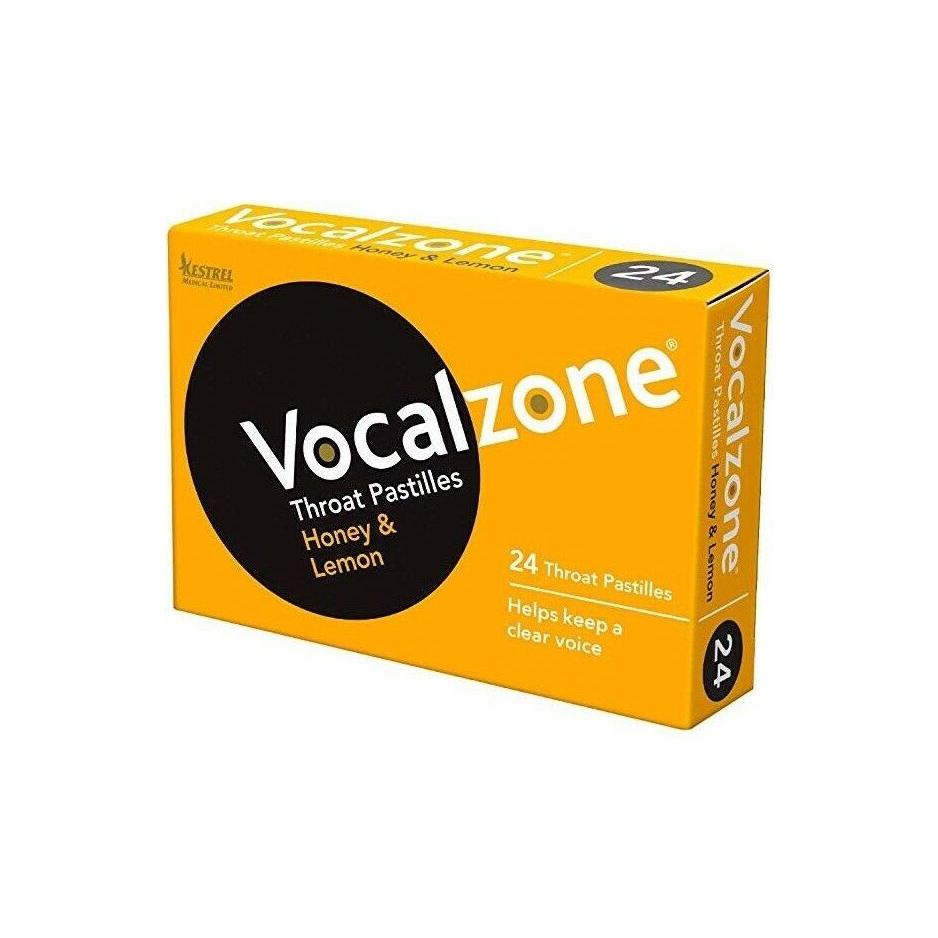 Vocalzone Throat Pastilles Honey &amp; Lemon 24 Pastilles  DestGlow