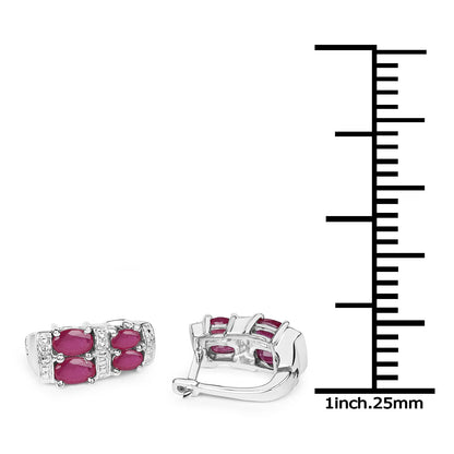3.20 Carat Glass Filled Ruby .925 Sterling Silver Earrings by Bids.com