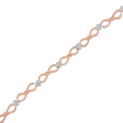 10K Rose Gold Plated .925 Sterling Silver 1/2 Cttw Diamond Infinity Link Tennis Bracelet (H-I Color, I2-I3 Clarity) -7â€ by Bids.com