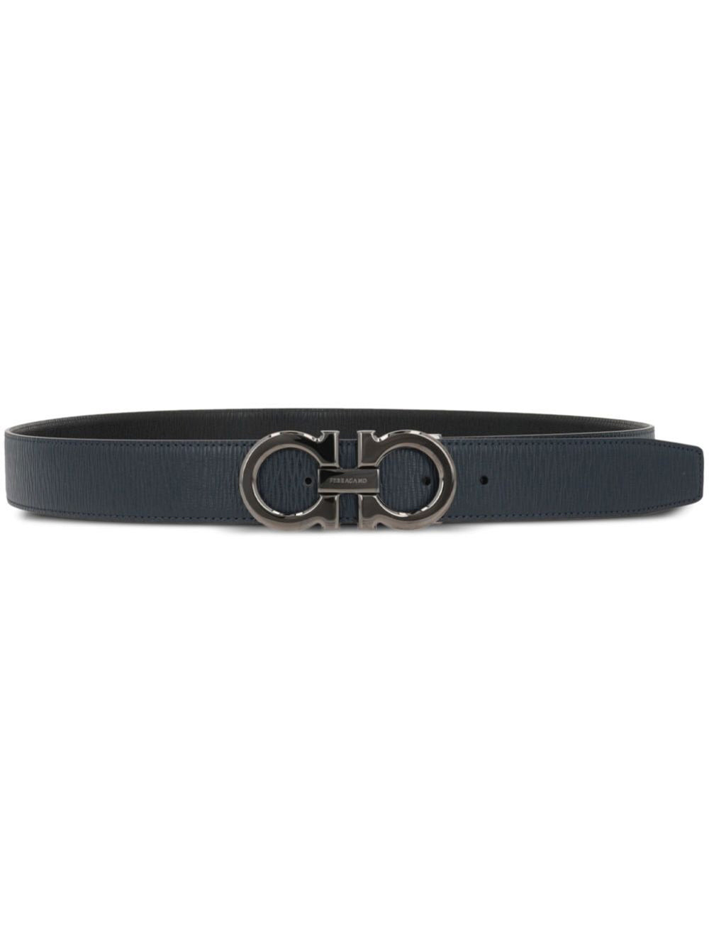 Ferragamo Men Semi-Matt Grained Leather Reversible Gancini Belt by Luosophy