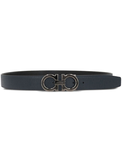 Ferragamo Men Semi-Matt Grained Leather Reversible Gancini Belt by Luosophy