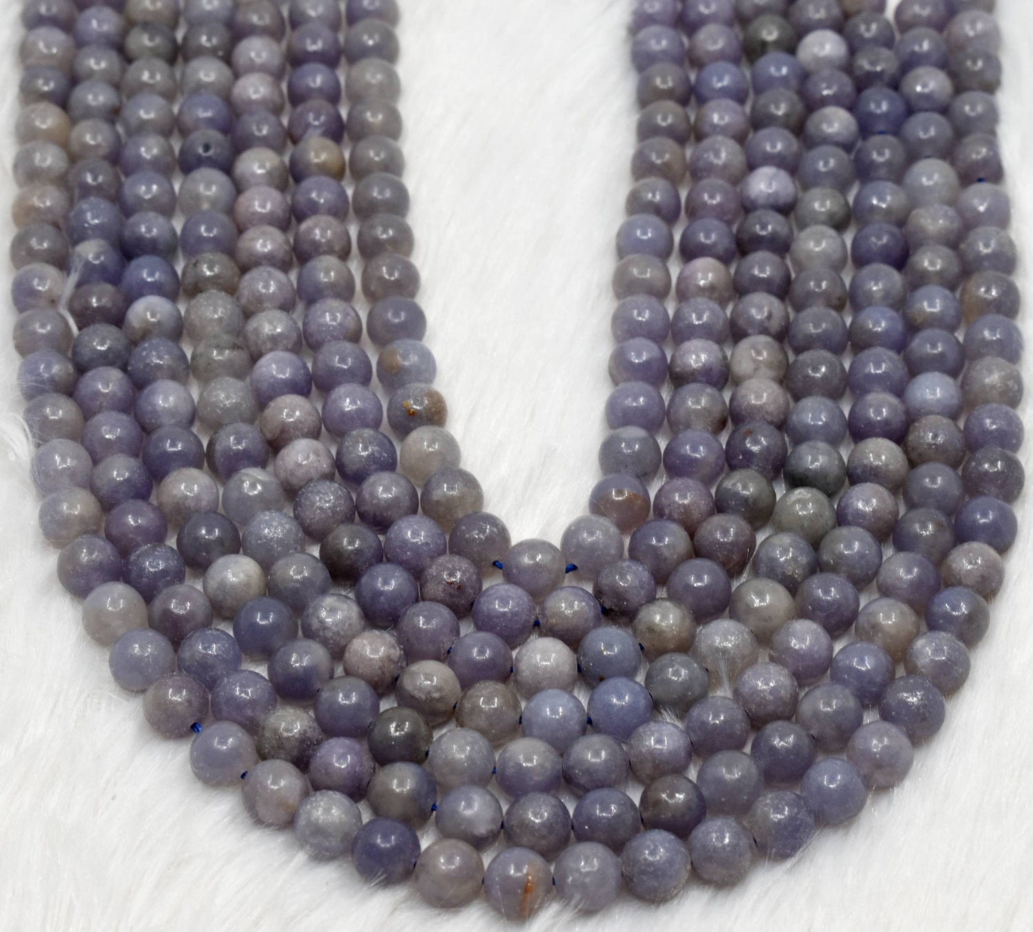 Blue Lepidolite A Grade 6mm, 8mm, 10mm Round Beads  DestGlow