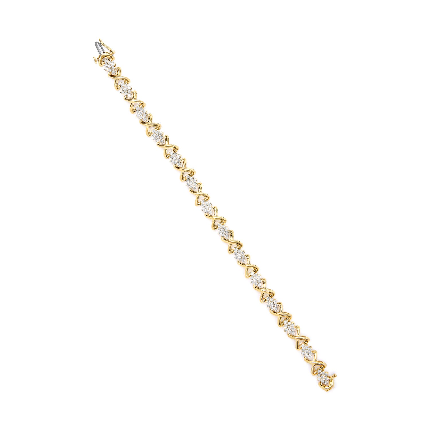 10k Yellow Gold Plated .925 Sterling Silver 2.00 Cttw Round-Cut Diamond Link 7" Bracelet (H-I Color, I2-I3 Clarity) by Bids.com