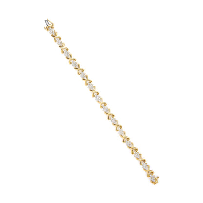 10k Yellow Gold Plated .925 Sterling Silver 2.00 Cttw Round-Cut Diamond Link 7" Bracelet (H-I Color, I2-I3 Clarity) by Bids.com