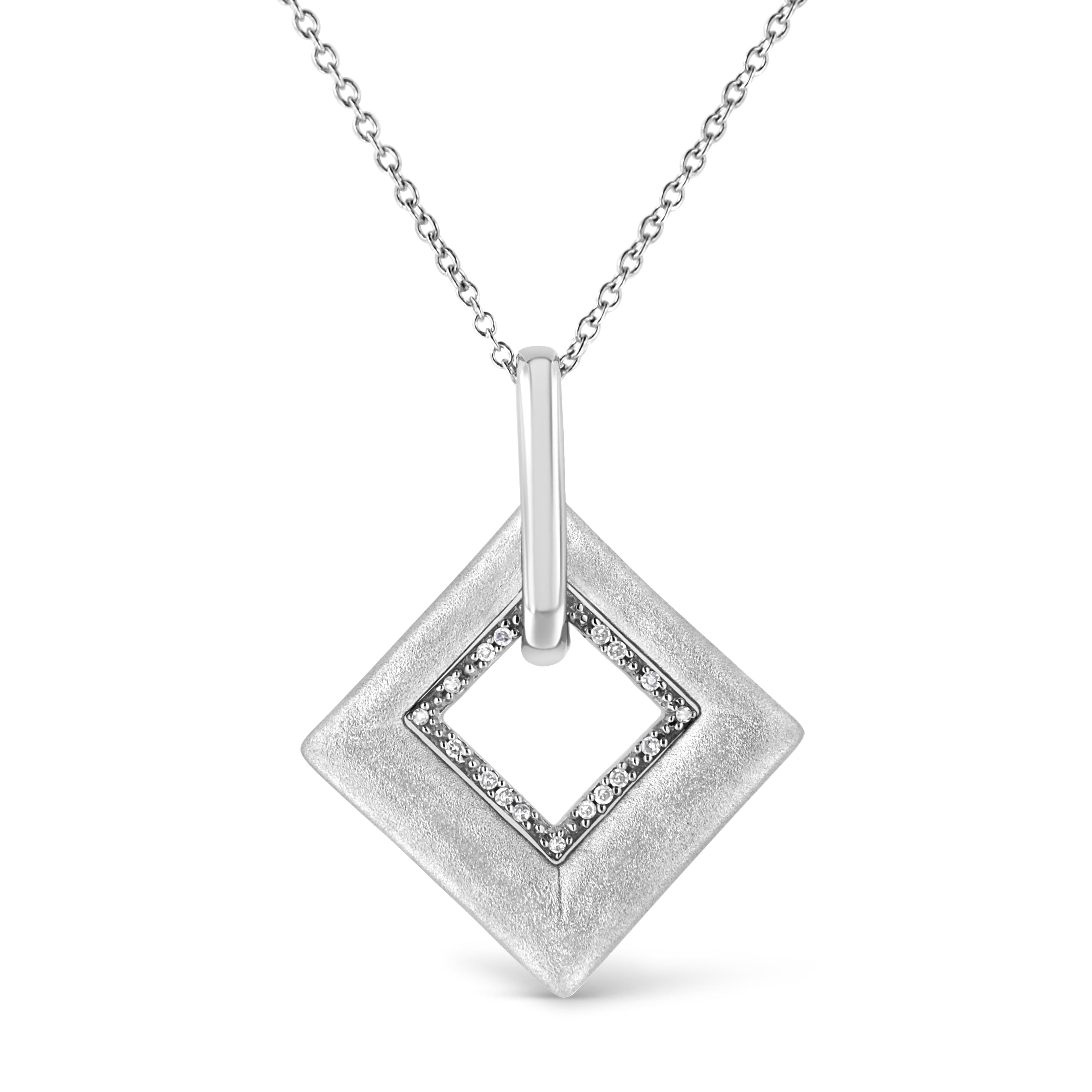 .925 Sterling Silver Pave-Set Diamond Accent Kite Shape 18" Pendant Necklace (I-J Color, I1-I2 Clarity) by Bids.com