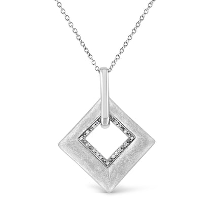 .925 Sterling Silver Pave-Set Diamond Accent Kite Shape 18" Pendant Necklace (I-J Color, I1-I2 Clarity) by Bids.com