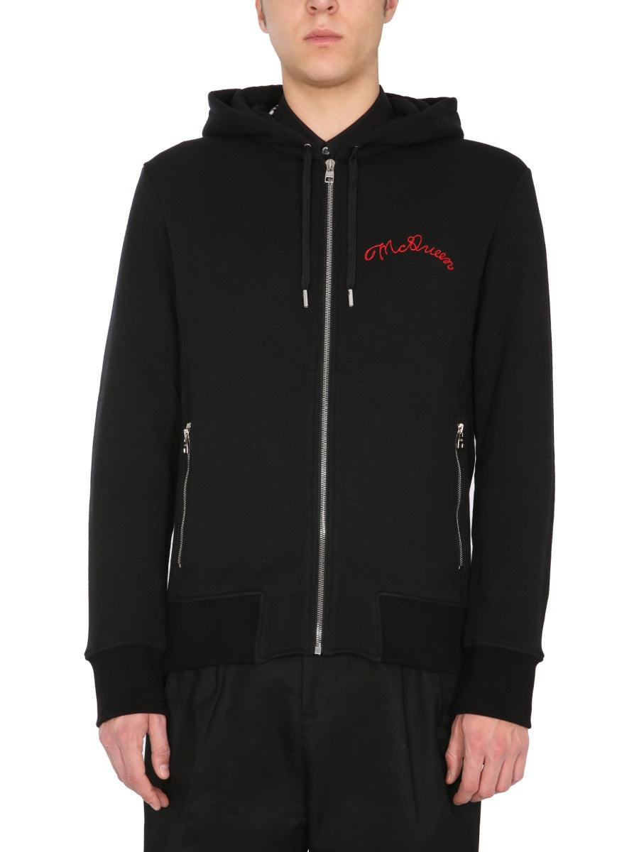 Alexander Mcqueen Men Hooded Sweatshirt With Zip by Luosophy