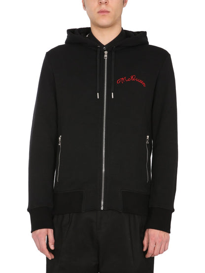 Alexander Mcqueen Men Hooded Sweatshirt With Zip by Luosophy