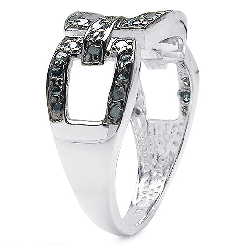 0.36 Carat Genuine Blue Diamond .925 Sterling Silver Ring by Bids.com
