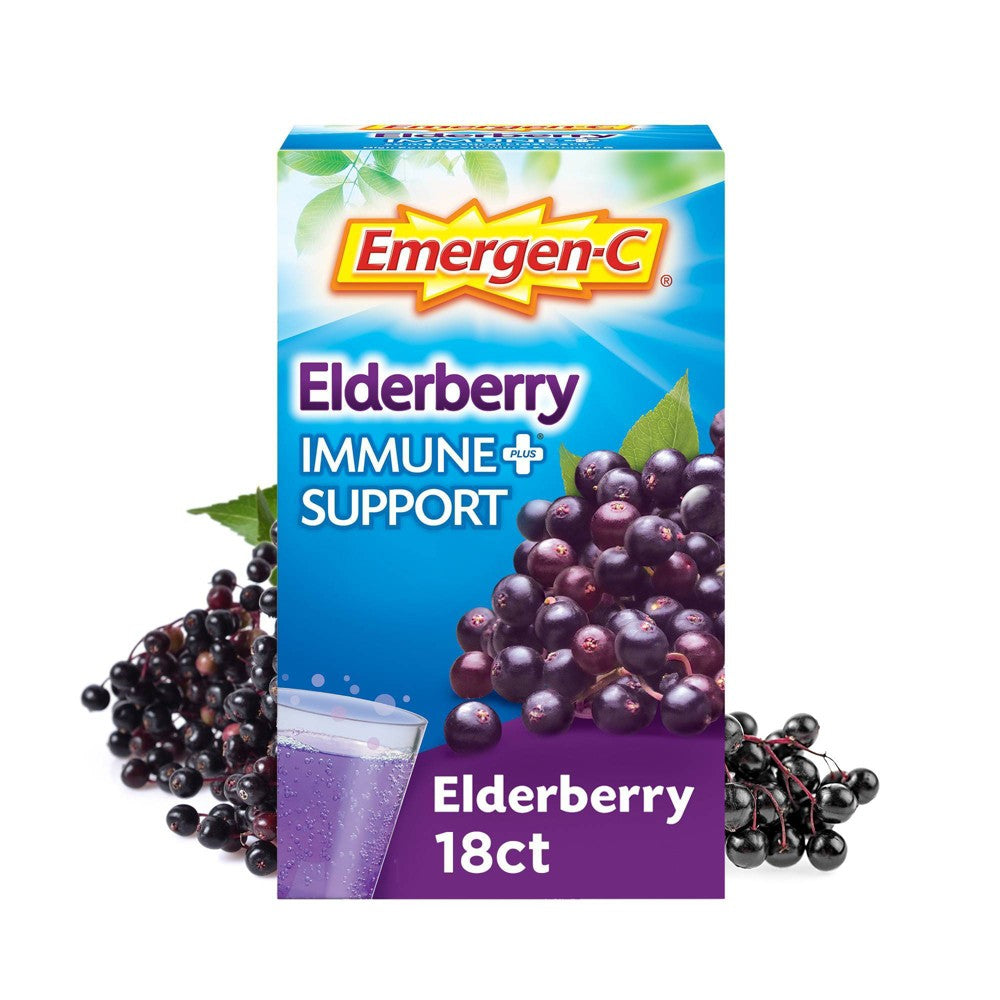 Emergen-C Immune+ Dietary Supplement Powder Drink Mix With Vitamin - Elderberry - 18ct by Pasteur Pharmacy