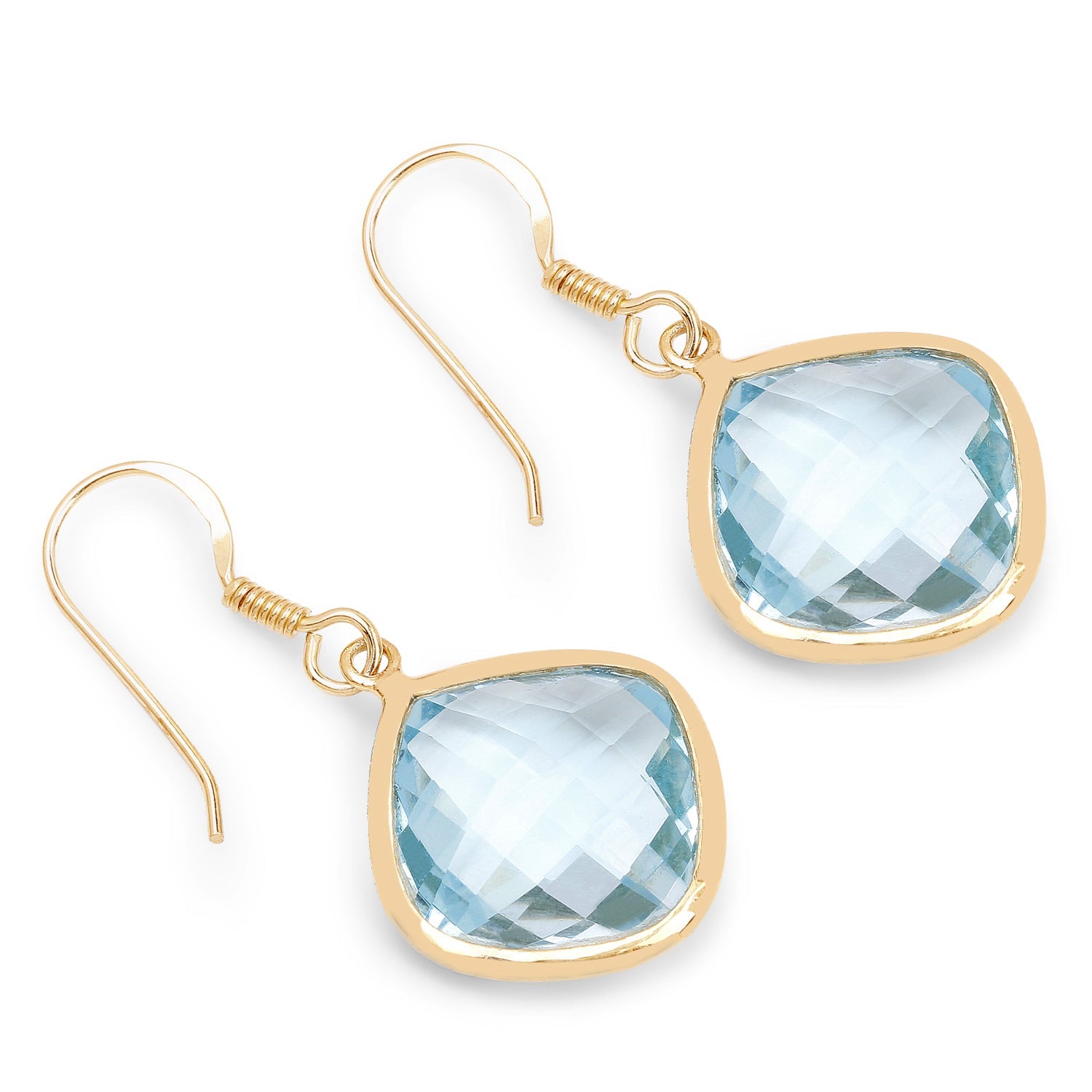 14K Yellow Gold Plated 29.00 Carat Genuine Blue Topaz .925 Sterling Silver Earrings by Bids.com