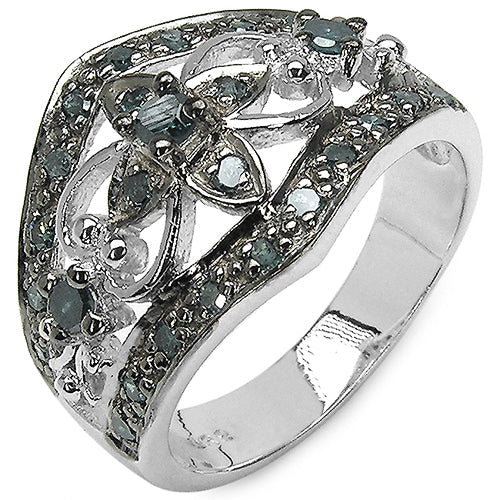 0.47 Carat Genuine Blue Diamond .925 Sterling Silver Ring by Bids.com
