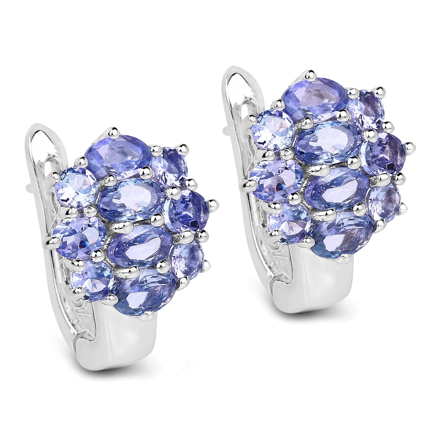 3.48 Carat Genuine Tanzanite .925 Sterling Silver Earrings by Bids.com