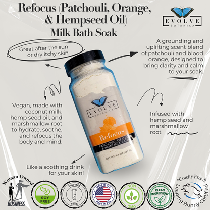 Milk Bath - Refocus (Patchouli, Orange, &amp; Hempseed Oil)