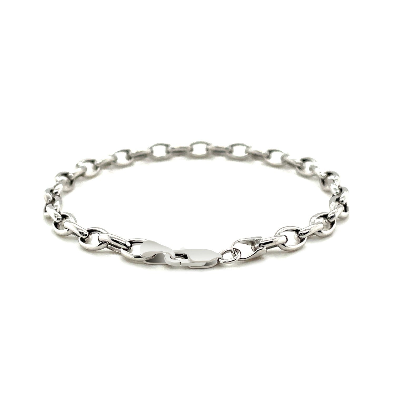4.6mm 14k White Gold Oval Rolo Bracelet  DestGlow