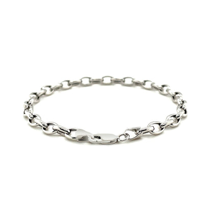 4.6mm 14k White Gold Oval Rolo Bracelet  DestGlow