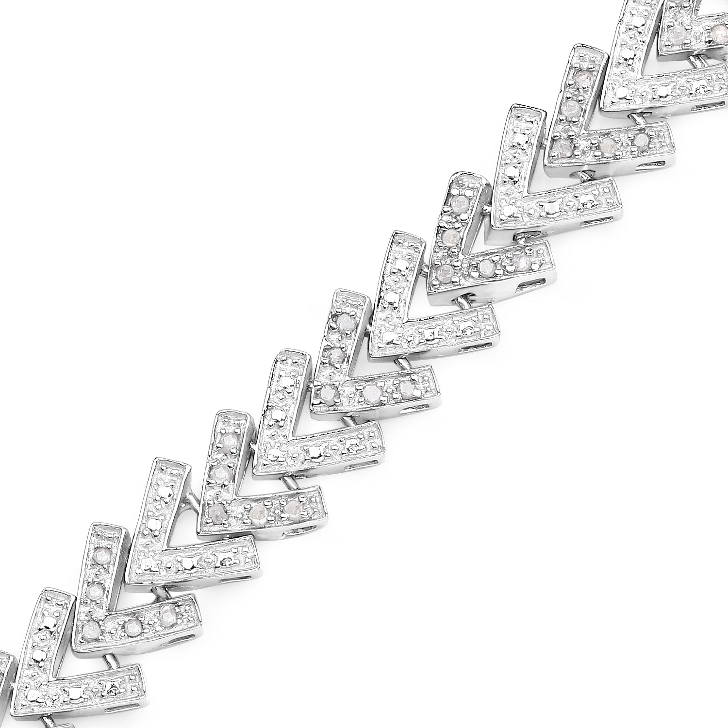 0.90 Carat Genuine White Diamond .925 Sterling Silver Bracelet  DestGlow
