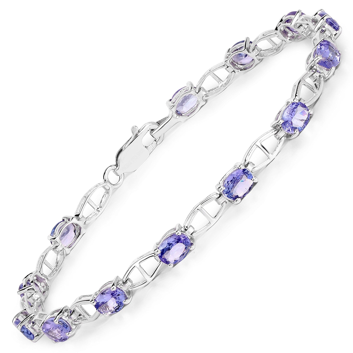 4.29 Carat Genuine Tanzanite .925 Sterling Silver Bracelet  DestGlow