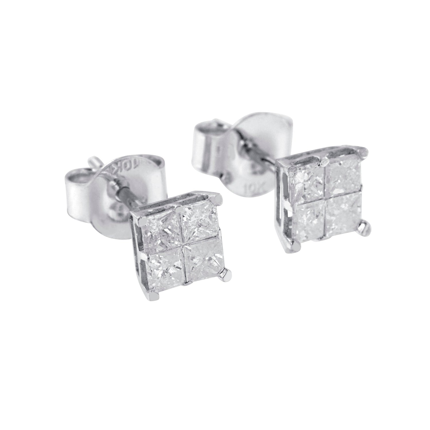 10k White Gold Diamond Stud Earrings (0.60 cttw, I-J Color, I2-I3 Clarity) by Bids.com