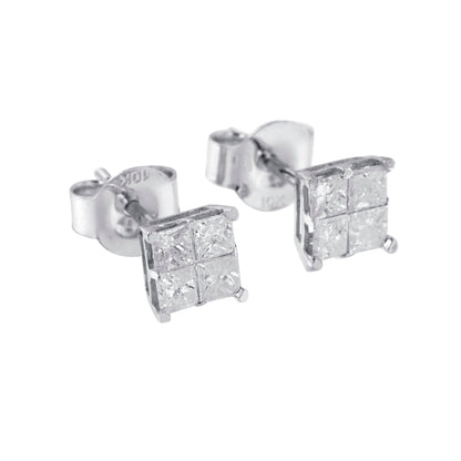 10k White Gold Diamond Stud Earrings (0.60 cttw, I-J Color, I2-I3 Clarity) by Bids.com