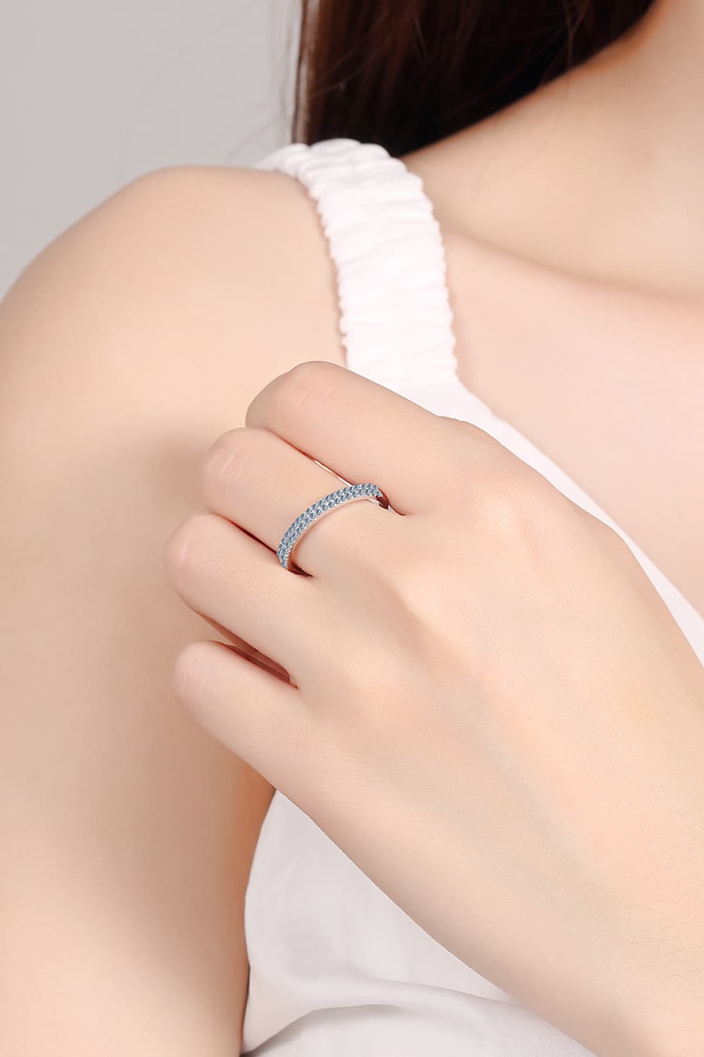 Sparkala™ Half-Eternity Ring (Rhodium Over Pure Sterling Silver) by Sparkala