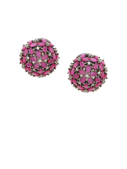 Shoshaa Maroon &amp; Gunmetal-Toned Circular Studs