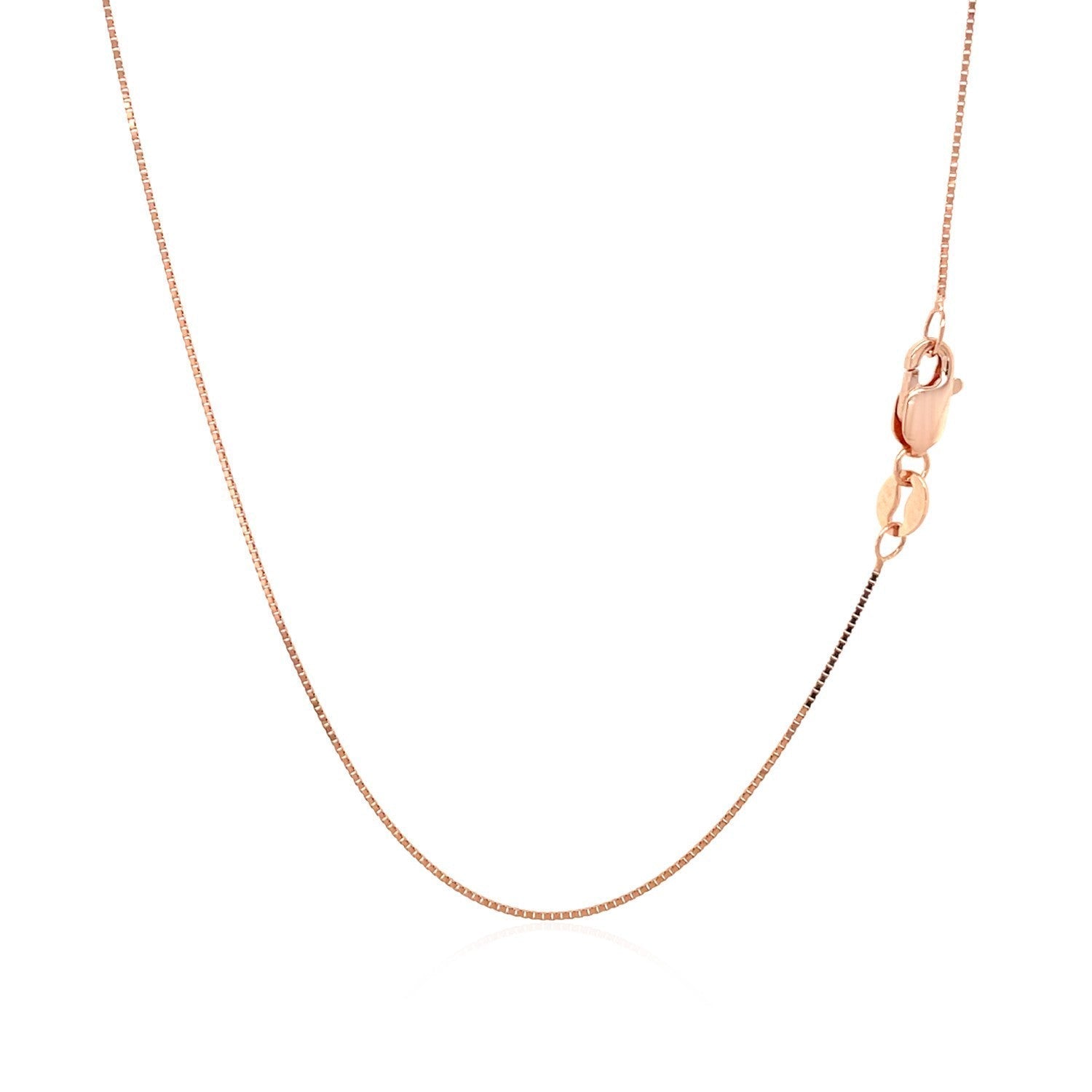 14k Rose Gold Classic Box Chain 0.6mm  DestGlow