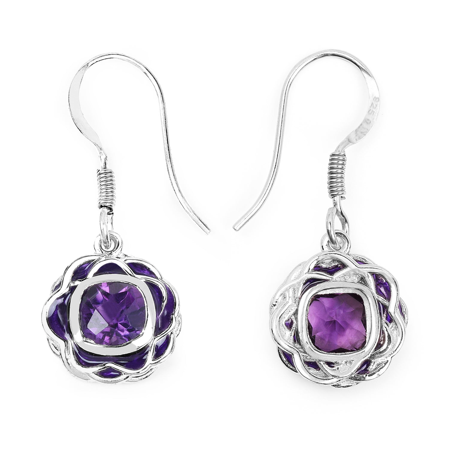 1.50 Carat Genuine Amethyst .925 Sterling Silver Earrings  DestGlow