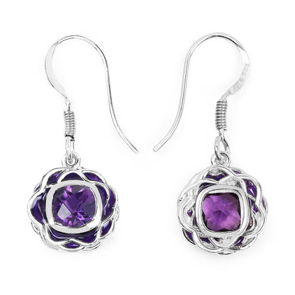 1.50 Carat Genuine Amethyst .925 Sterling Silver Earrings  DestGlow
