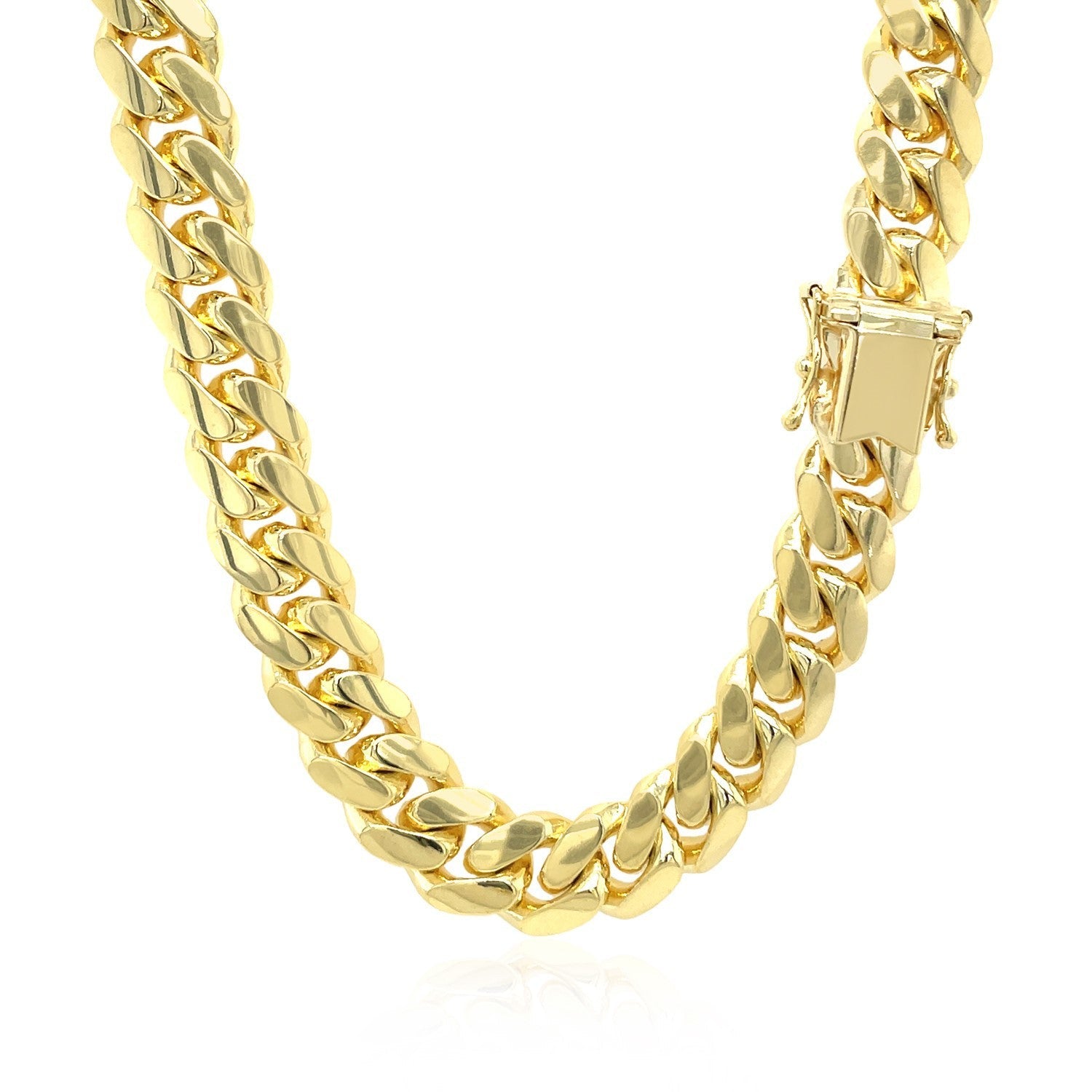 9.25mm 14k Yellow Gold Classic Miami Cuban Solid Chain by Bids.com