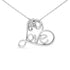 .925 Sterling Silver 1/10 Cttw Round Brilliant-Cut Diamond Accented Open Heart with Love 18" Pendant Necklace (H-I Color, I1-I2 Clarity) by Bids.com