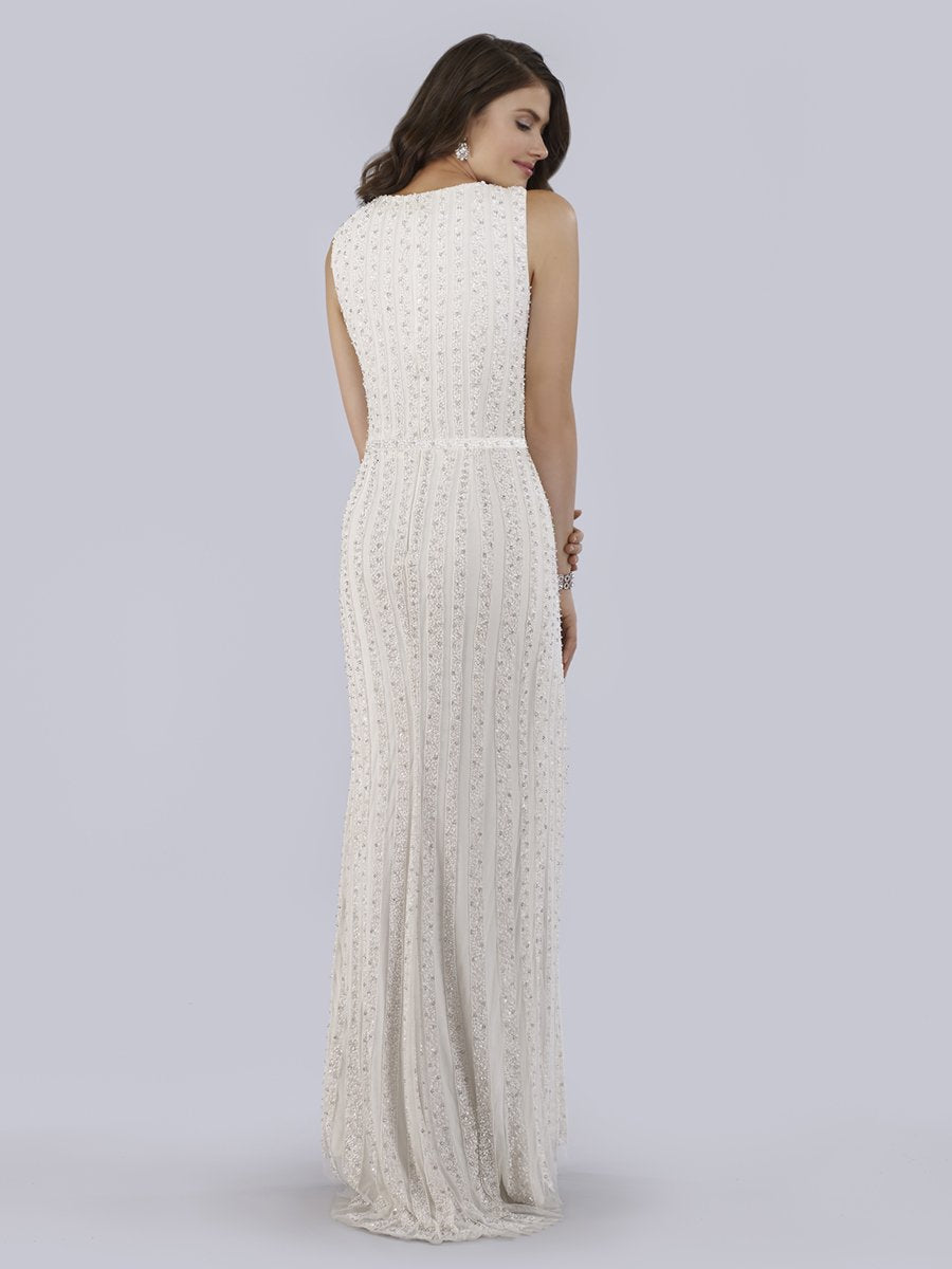 Lara Brand Beaded Faux-Wrap V-Neck Bridal Gown by Lara New York