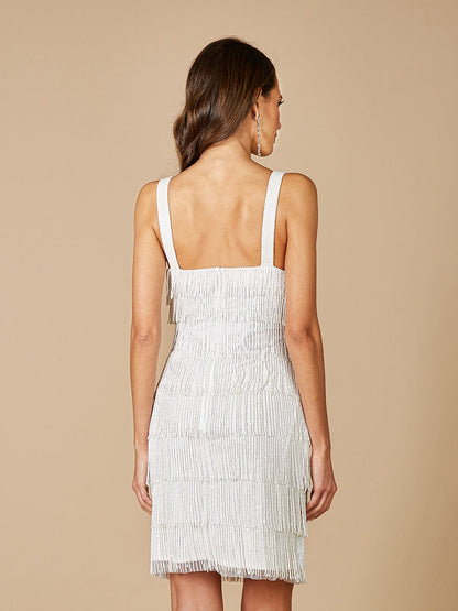 Lara Dakota Beaded Fringe Short Wedding Dress by Lara New York